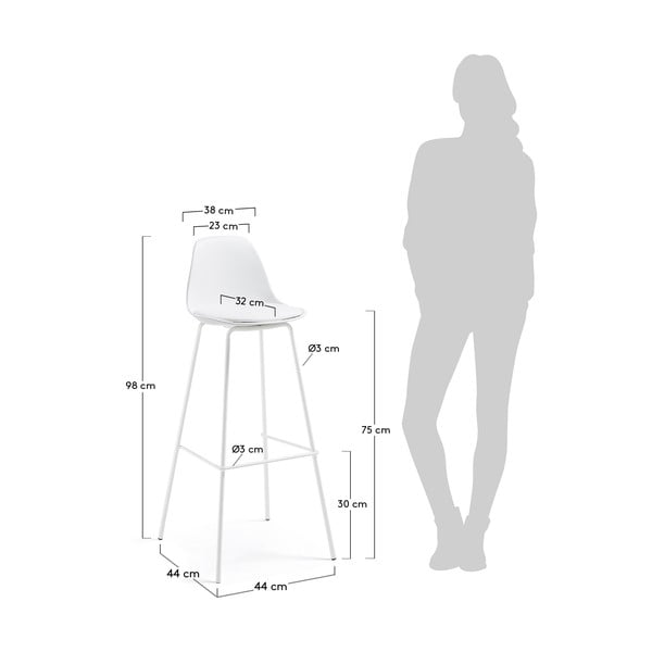 Baltos spalvos iš dirbtinės odos baro taburetė (sėdynės aukštis 75 cm) Brighter – Kave Home-image-4