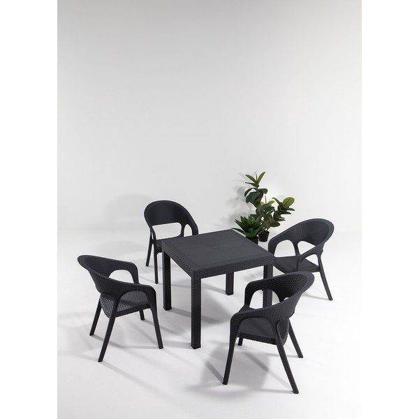 Sodo valgomojo komplektas antracito spalvos 4 žmonėms Garden – Floriane Garden-image-1