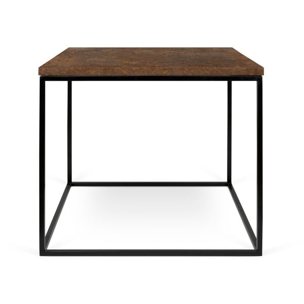 Rudas kavos staliukas juodomis kojomis TemaHome Gleam, 50 x 50 cm