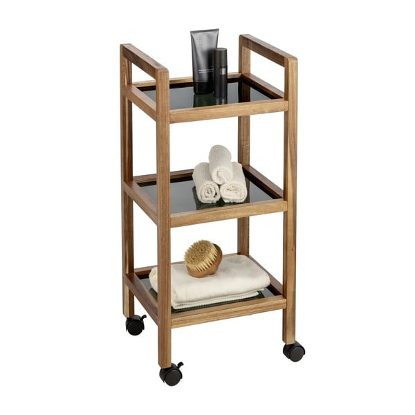 Juodos spalvos/natūralios spalvos iš akacijos masyvo vonios lentyna 35x76,5 cm Fondi – Wenko-image-3