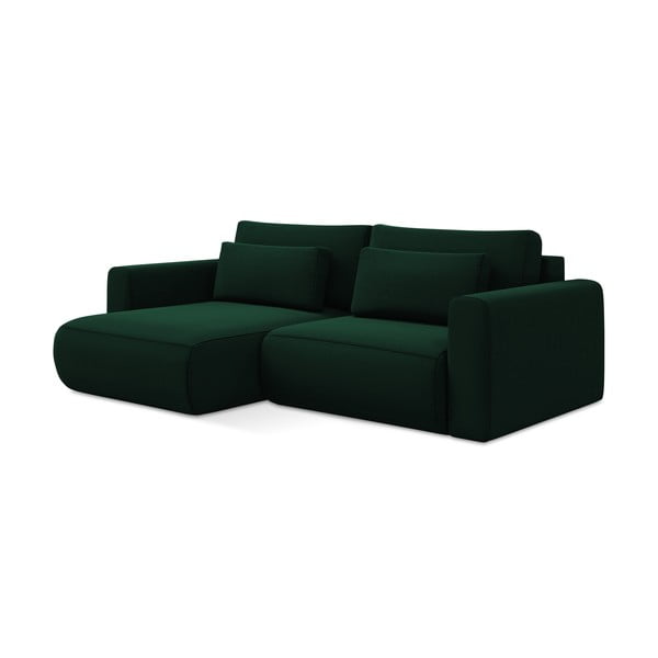 Žalios spalvos iš velveto sulankstoma/su sandėliavimo vieta kampinė sofa (su kairiuoju kampu/su gultu) Kapua – Makamii-image-3