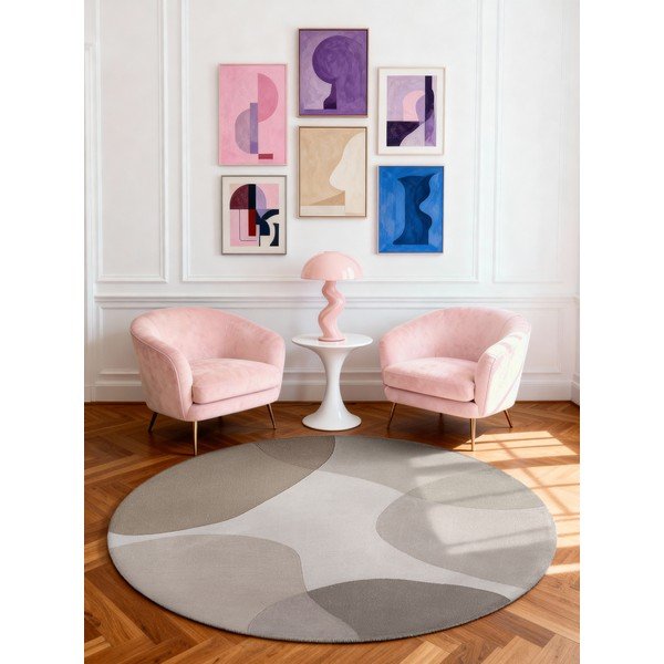 Rankų darbo smėlio spalvos iš vilnos apvalios formos kilimas ø 160 cm Hackney Clarissa – Ted Baker-image-1