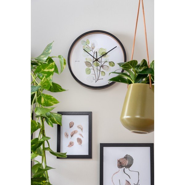 Žalias ir baltas sieninis laikrodis juodame rėmelyje Karlsson Eucalyptus, ø 26 cm-image-1