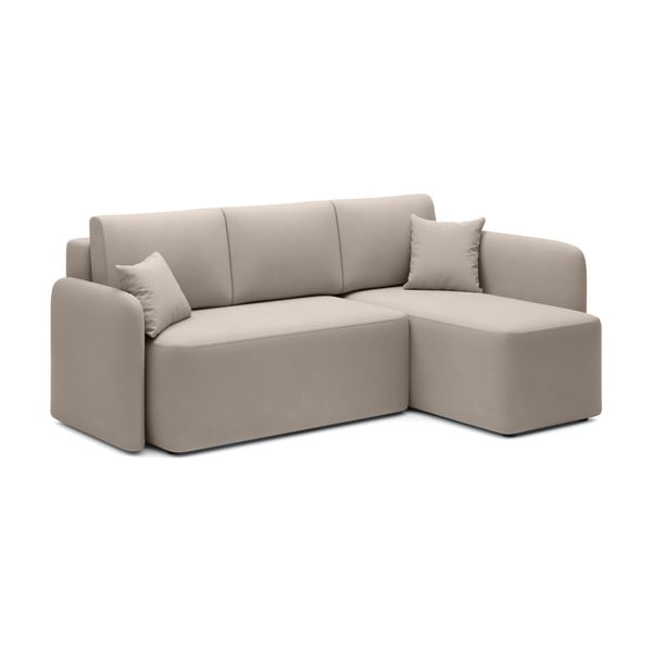 Smėlio spalvos iš velveto sulankstoma/su sandėliavimo vieta kampinė sofa (su dešiniuoju kampu/su gultu) Hadson – ELTAP-image-2