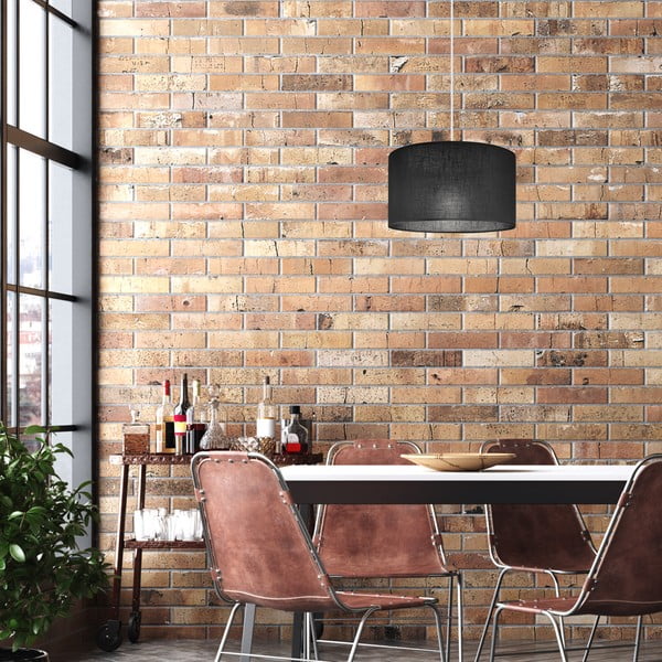 Kabantis šviestuvas juodos spalvos ø 35 cm su tekstiliniu gaubtu Vivian – LAMKUR-image-1