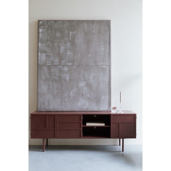 Raudonos spalvos iš metalo TV spintelė 160x58x36 cm Davis – White Label-image-1