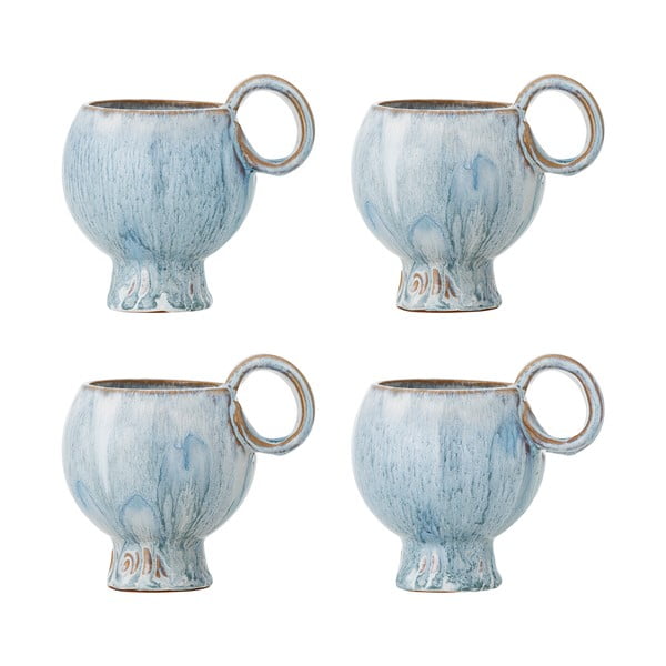 Šviesiai mėlynos spalvos iš akmens masės puodeliai 4 vnt. kapučino 250 ml Avonlea – Bloomingville
