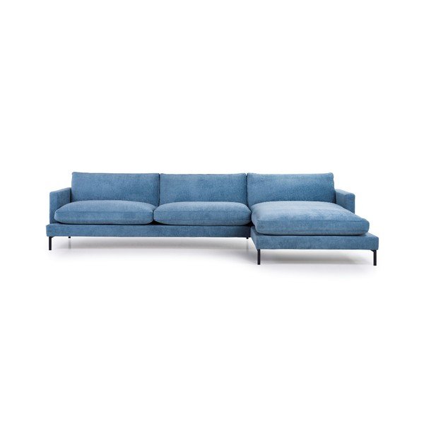 Šviesios mėlynos spalvos sofa Scandic Leken, dešinysis kampas