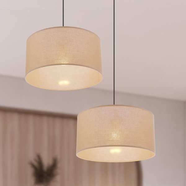Smėlio spalvos kabantis šviestuvas ø 40 cm su tekstiliniu gaubtu Shanti – Candellux Lighting-image-2