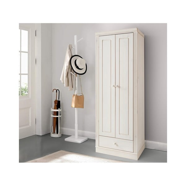 Iš pušies masyvo drabužių spinta baltos spalvos 65x180 cm Anita – Støraa-image-1