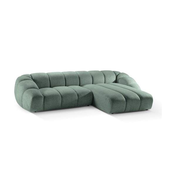 Kampinė sofa šviesiai žalios spalvos (su dešiniuoju kampu) Diana – Micadoni -image-2