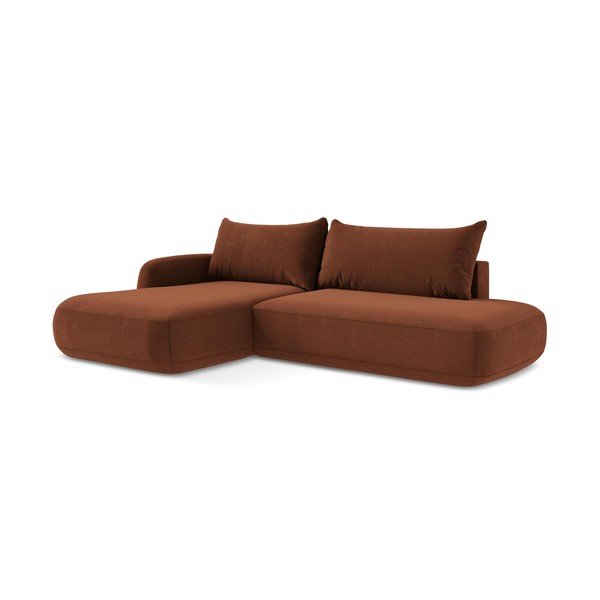 Terakotos spalvos sulankstoma kampinė sofa (su kairiuoju kampu/su gultu) Hale – Makamii-image-3