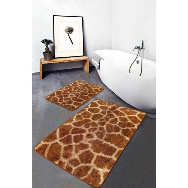 Rudos spalvos iš velveto vonios kilimėliai 2 vnt. 60x100 cm – Mila Home-image-3