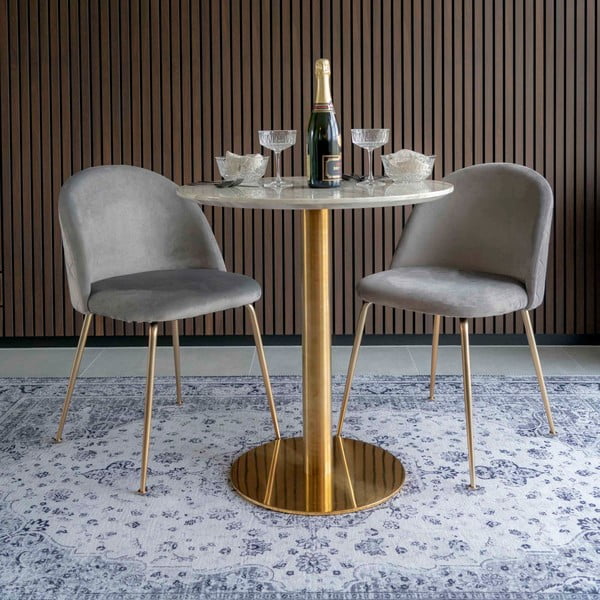 Apvalios formos valgomojo stalas su marmuro dekoro stalviršiu ø 70 cm Bolzano – House Nordic-image-1