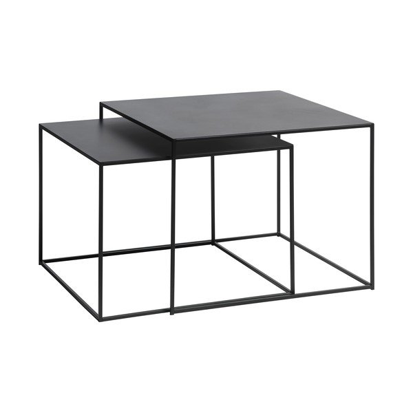 Iš metalo kavos staliukai juodos spalvos 2 vnt. 65x65 cm Pebble – Unique Furniture