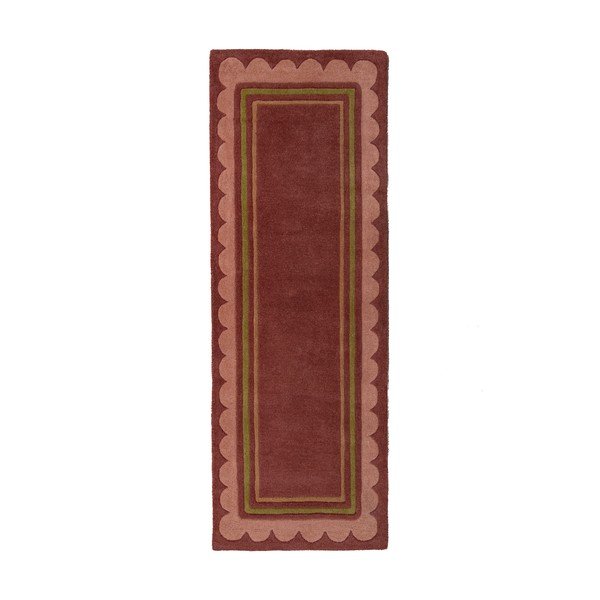 Rankų darbo bordo spalvos iš vilnos kilimas 80x230 cm Lois – Flair Rugs