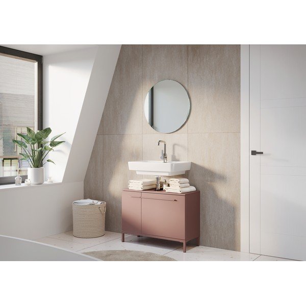 Rudos spalvos matinis spintelė po kriaukle 80x59 cm Laurino – Germania-image-1