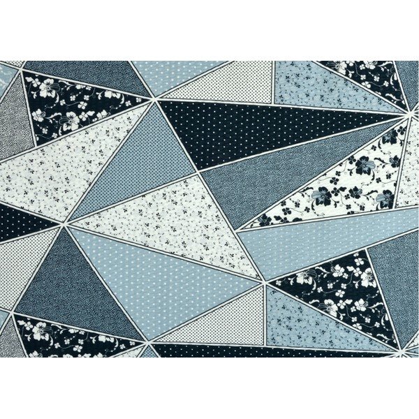 Balta ir mėlyna krepinė prailginta dvigulės lovos patalynė 200x220 cm Triangle -image-1