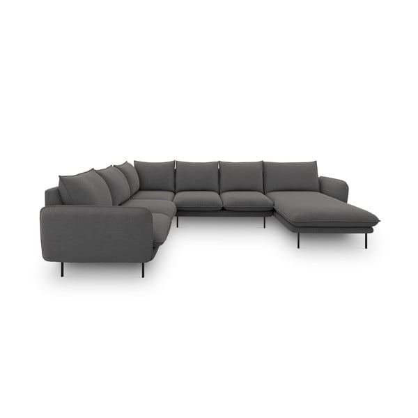 Tamsiai pilkos spalvos U formos sofa Cosmopolitan Design Vienna, kampas kairėje