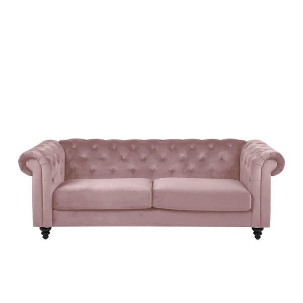 Rožinio aksomo sofa "Actona Charlietown", 219 cm