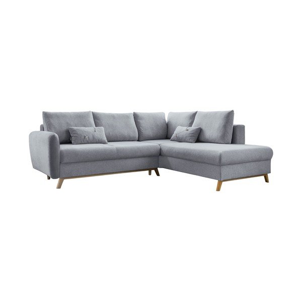 Šviesiai pilka sofa-lova Miuform Scandic Lagom L, dešinysis kampas