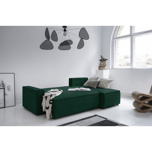 Iš kordinio velveto sulankstoma kampinė sofa tamsiai žalios spalvos (kintama) Brave Dave – Miuform-image-4