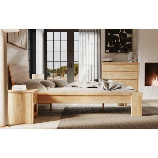Iš ąžuolo masyvo žema šoninė spintelė natūralios spalvos 105x96 cm Timo – Olivia Living-image-4