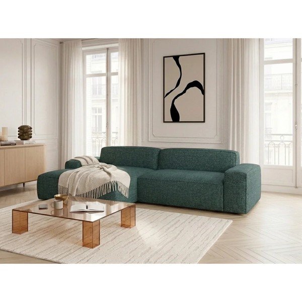 Žalios spalvos sulankstoma/ar elektrisko sēdekļa regulēšanu kampinė sofa (su kairiuoju kampu) Abel – Bobochic Paris-image-1