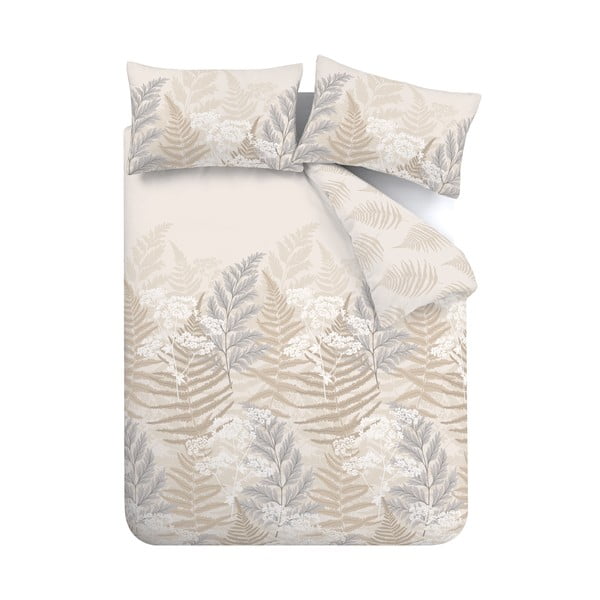 Smėlio ir kreminės spalvos patalynė dvigulei lovai 200x200 cm Floral Foliage - Catherine Lansfield