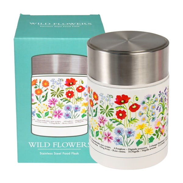 Kreminės spalvos/sidabrinės spalvos maistui/vaikams termosas 450 ml Wild Flowers – Rex London-image-2