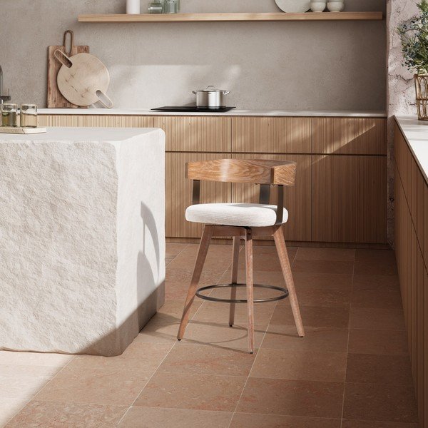 Kreminės spalvos/natūralios spalvos iš audinio baro taburėtės su porankiais 2 vnt. Ilia – MOME-image-2