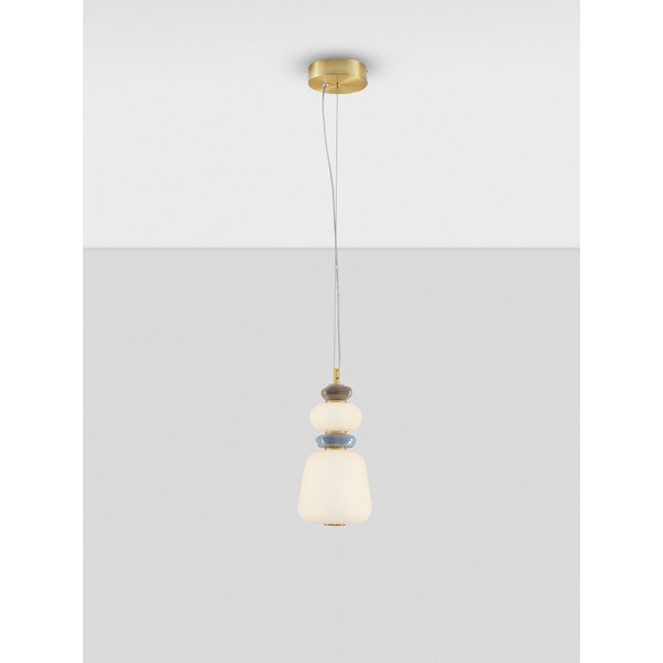 Baltos spalvos/auksinės spalvos iš metalo kabantis šviestuvas LED su pritemdymo funkcija ø 17 cm su porcelianiniu gaubtu/su stiklo gaubtu Palo – Nova Luce-image-4