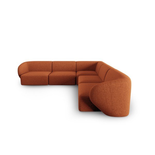 Terakotos spalvos iš šenilinio audinio kampinė sofa Paolo – Milo Casa-image-2