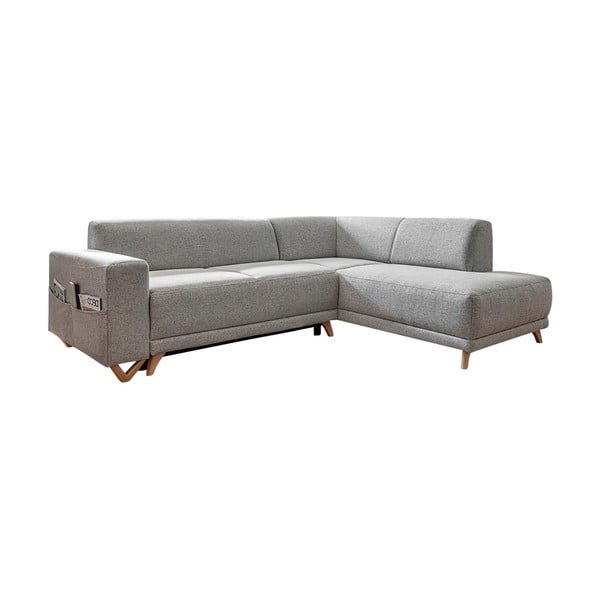 Šviesiai pilkos spalvos sulankstoma/su sandėliavimo vieta kampinė sofa (su dešiniuoju kampu/„L“ formos) Classy Sophie – Miuform