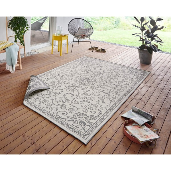 Pilkos ir kreminės spalvos dvipusis lauko kilimas NORTHRUGS Leyte, 120 x 170 cm-image-3