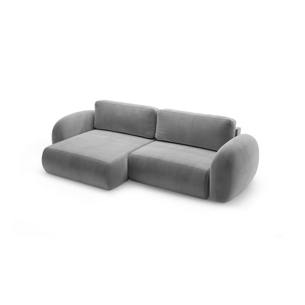 Tamsiai pilkos spalvos iš velveto sulankstoma/su sandėliavimo vieta kampinė sofa Tonale – Cosmopolitan Design-image-2