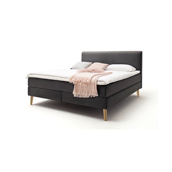 Antracito spalvos spyruoklinė lova 160x200 cm Greta – Meise Möbel-image-2