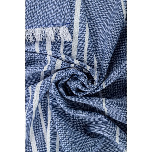 Mėlynos spalvos iš medvilnės antklodė ir pledas 150x200 cm Solene – Tiseco Home Studio-image-1