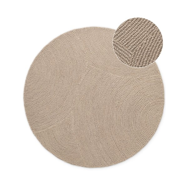Rankų darbo smėlio spalvos iš vilnos apvalios formos kilimas ø 200 cm Eleni Light Beige – Hanse Home