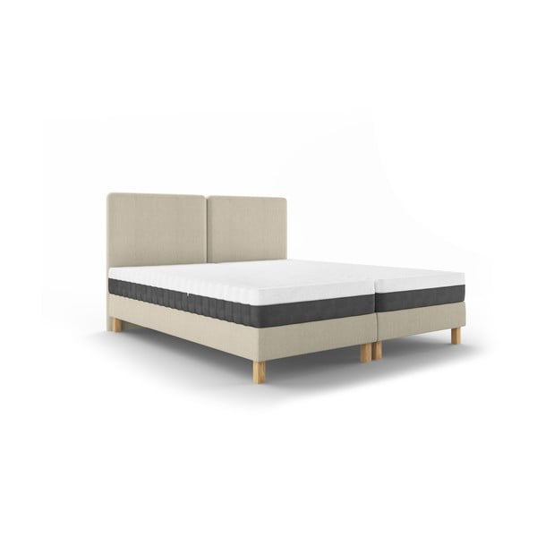 Smėlio spalvos dvigulė lova Mazzini Beds Lotus, 160 x 200 cm