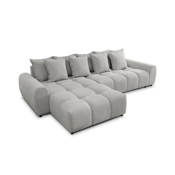 Šviesiai pilkos spalvos kampinė sofa (su kairiuoju kampu/su gultu) Albane  – Ropez-image-2