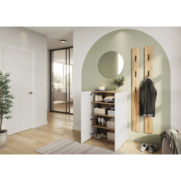 Baltos spalvos spintelė iš ąžuolo 74x105x33 cm Alviano – Germania-image-1