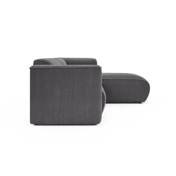 Tamsiai pilkos spalvos kampinė sofa iš kordinio velveto (su dešiniuoju kampu/su gultu) Merid  – Ropez-image-3
