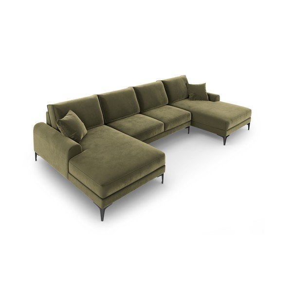 Žalia aksominė U formos sofa Mazzini Sofas Madara-image-4