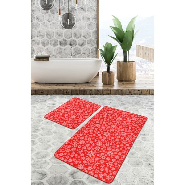 Vonios kilimėliai raudonos spalvos 2 vnt. 60x100 cm – Mila Home-image-3