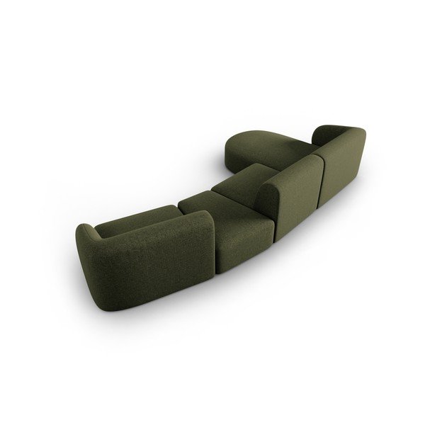 Žalios spalvos iš šenilinio audinio kampinė sofa (su kairiuoju kampu/su gultu) Paolo – Milo Casa-image-3