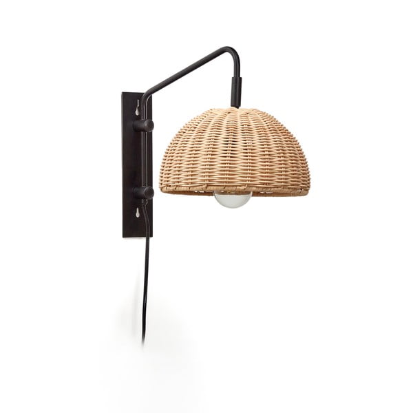 Sieninė lempa juodos spalvos/natūralios spalvos ø 23 cm Damila – Kave Home