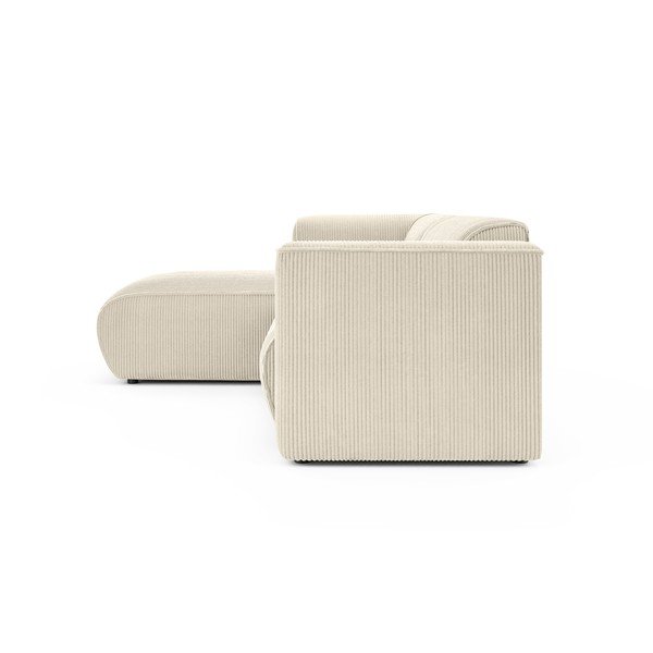 Smėlio spalvos kampinė sofa iš kordinio velveto (su kairiuoju kampu/su gultu) Merid  – Ropez-image-3