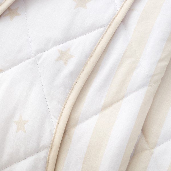 Baltos spalvos/smėlio spalvos iš medvilnės dygsniuota vaikiška lovatiesė 135x190 cm Mini Star & Stripes – Bianca-image-3