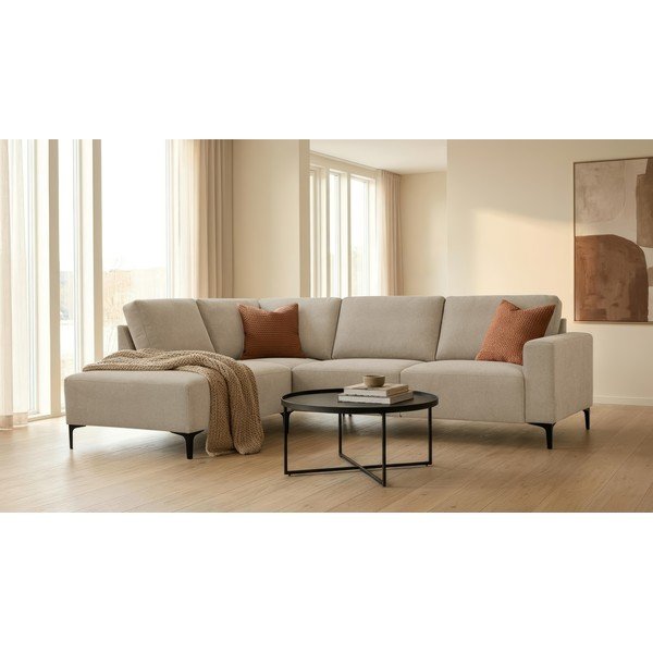 Šviesiai rudos spalvos kampinė sofa iš šenilinio audinio (su kairiuoju kampu/„L“ formos) Fabian – Scandic-image-1